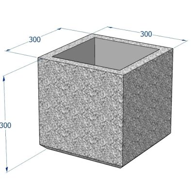 Betoonvaas mõõtudega 300*300*300 joonis