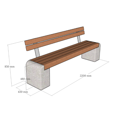 Seljatoe ja betoonist jalgadega pargipink 7.11.1