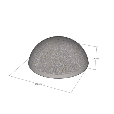 Poolkera kujuga betoonist teetõke diameetriga 670mm ja kõrgusega 270mm, kaal 130kg.